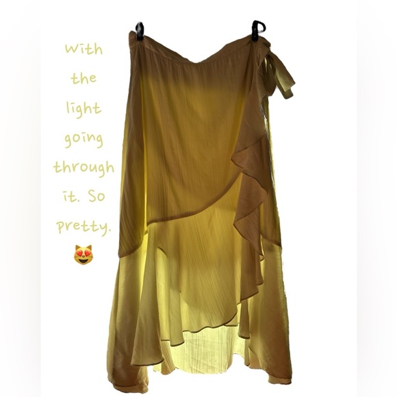 Maeve by Anthropologie Chartreuse Ruffle Wrap Skirt Romantic & Breezy Boho Style - Picture 6 of 13
